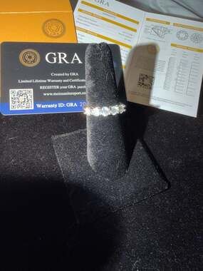 GRA Certified 5-Stone Moissanite Eternity Band Ring Size 7 VVS1 w/ Warranty Card
